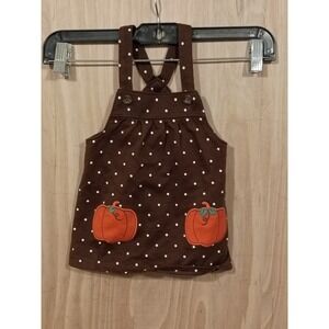 Carter's 6 Months Thanksgiving Pumpkin Fall Halloween Jumper Dress Brown Polka